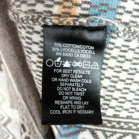 Nic + Zoe Open Fringe Cardigan Sweater SouthWestern Aztec Design Beige PP 2P - Picture 9 of 12